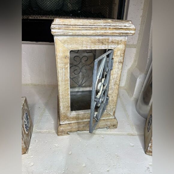 Pier 1 Imports Rustic Wooden Lantern with Metal Accents - Picture 6 of 10